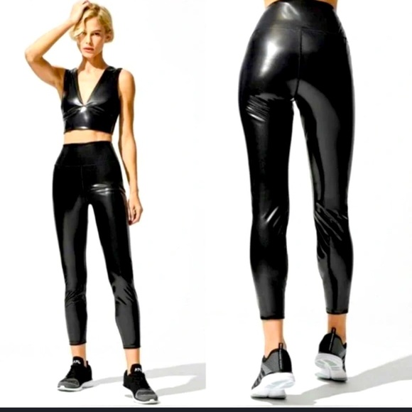 Nwot carbon38 high rise latex legging small $98 athletic yoga spring casual goth - Picture 1 of 7